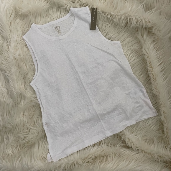 J. Crew | Tops | Jcrew White Linen Muscle Tank Tee | Poshmark